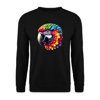Papagei - Unisex Pullover - Schwarz - Vorne - Alina (178cm) & Michal (187cm)