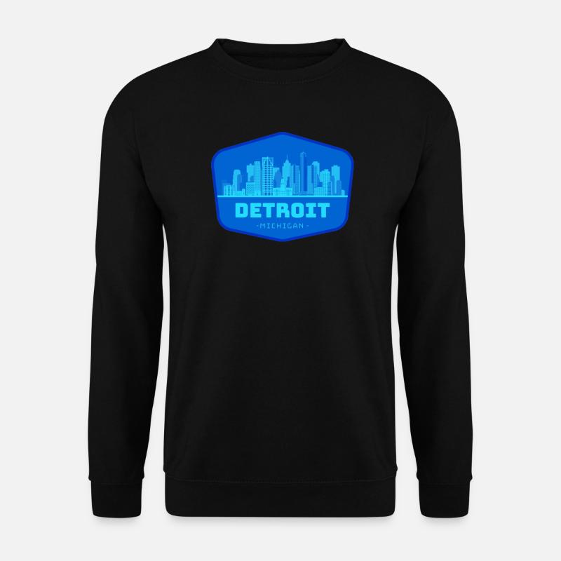 Detroit Skyline Blau Patch - Unisex Pullover - Schwarz