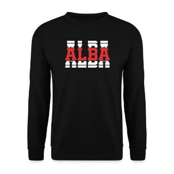 t-shirt Alba t-shirt gift idea stacked text - Unisex Sweatshirt - black - Front - Alina (178cm) & Michal (187cm)