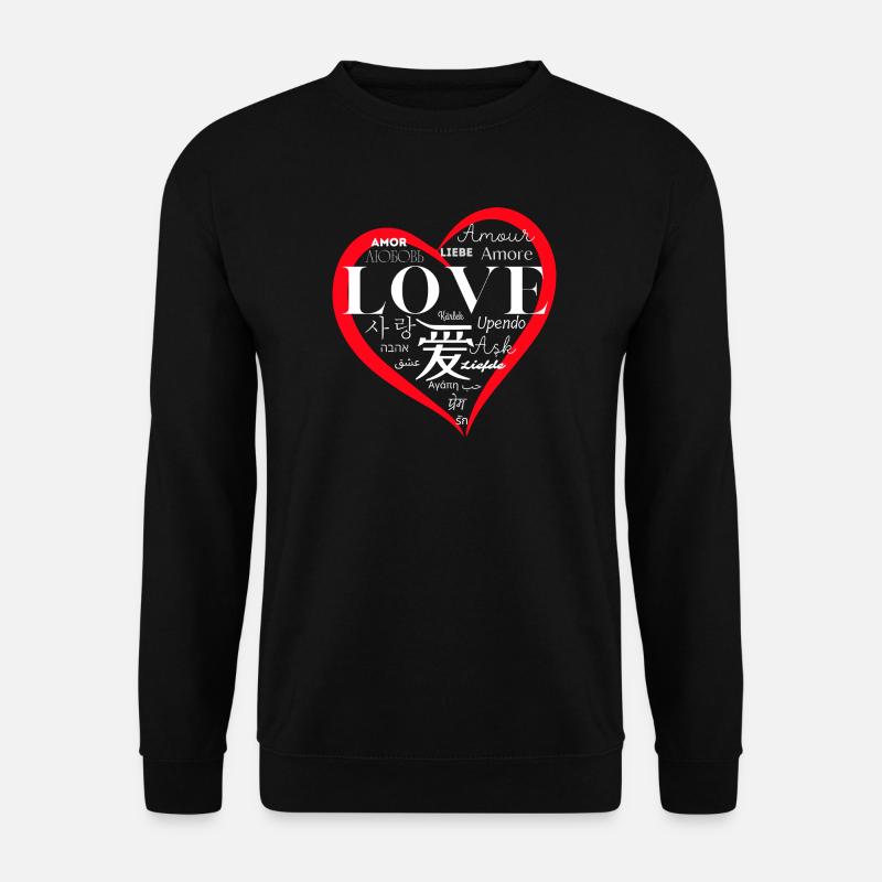 Global Love: Multilingual Heart Design - Unisex Sweatshirt - black