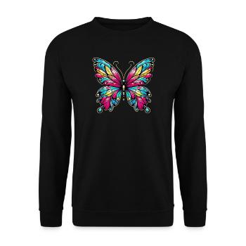 Butterfly - Unisex Sweatshirt - black - Front - Alina (178cm) & Michal (187cm)