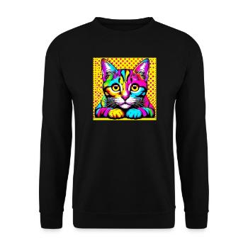 Chat Pop Art - Sweat-shirt Unisexe - noir - Devant - Alina (178cm) & Michal (187cm)