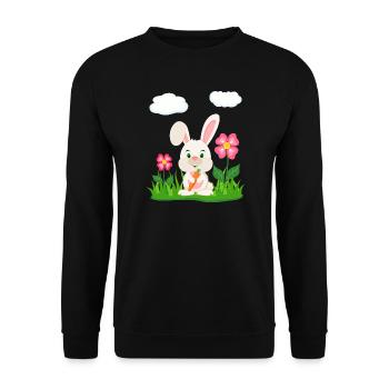 Lapin mignon avec lapin de carotte lapin lapin lapin de Pâques - Sweat-shirt Unisexe - noir - Devant - Alina (178cm) & Michal (187cm)