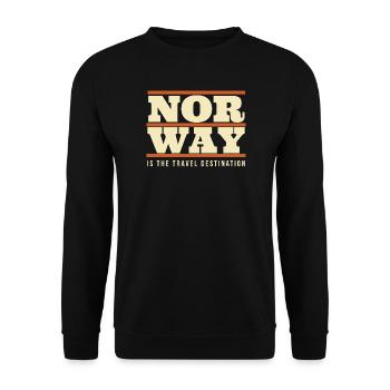 Norwegen Reiseziel Retro-Poster - Unisex Pullover - Schwarz - Vorne - Alina (178cm) & Michal (187cm)