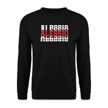 Alessio t-shirt t-shirt stacked text gift idea - Unisex Sweatshirt - black - Front - Alina (178cm) & Michal (187cm)