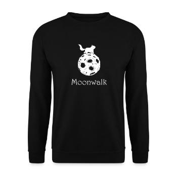 Katze auf dem Mond, Moonwalk, Mond Katze - Unisex Pullover - Schwarz - Vorne - Alina (178cm) & Michal (187cm)