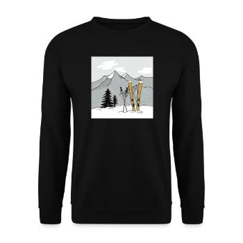 Skiing in winter in the mountains - Unisex Sweatshirt - black - Front - Alina (178cm) & Michal (187cm)