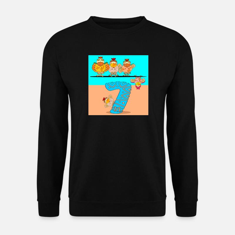 7. Geburtstag Schulkind - Hühnerstall Geflügel - Unisex Pullover - Schwarz