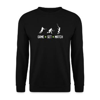 Tennis - Spiel Set Match - Unisex Pullover - Schwarz - Vorne - Alina (178cm) & Michal (187cm)