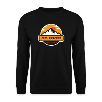 Go High Mountain Sun Motif - Unisex Sweatshirt - black - Front - Alina (178cm) & Michal (187cm)