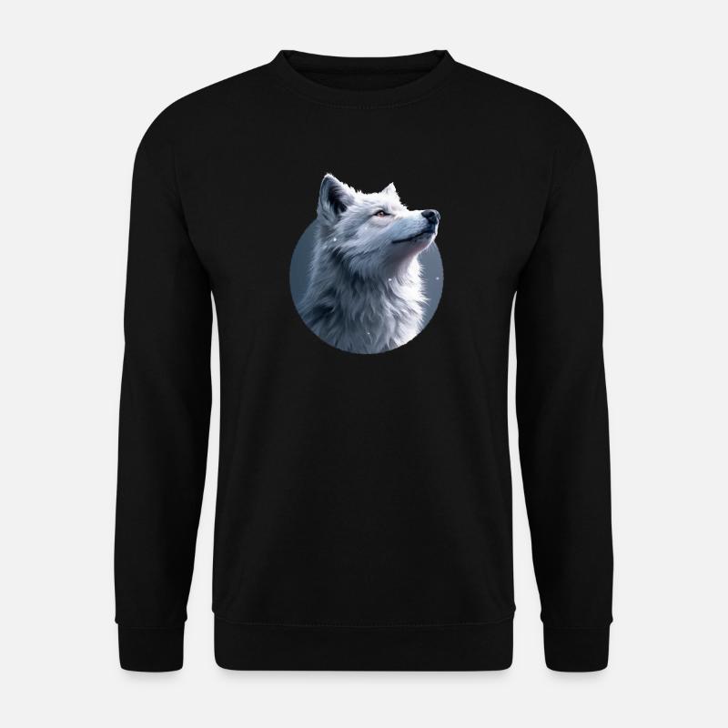 Weißer Wolf Illustration - Unisex Pullover - Schwarz
