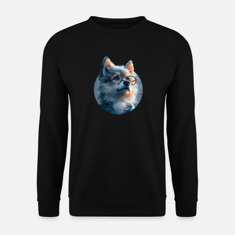 Illustration des Wolfes mit Brille - Unisex Pullover - Schwarz
