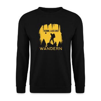 Komm, lass uns wandern - Unisex Pullover - Schwarz - Vorne - Alina (178cm) & Michal (187cm)