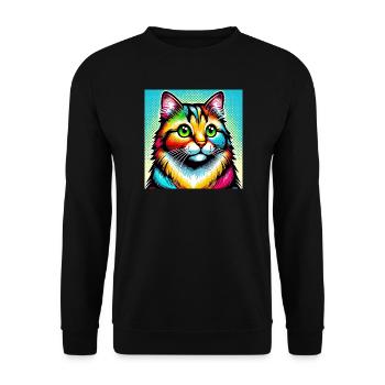 Chat Pop Art - Sweat-shirt Unisexe - noir - Devant - Alina (178cm) & Michal (187cm)
