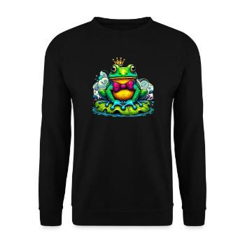 Frog with the King's Crown - Unisex Sweatshirt - black - Front - Alina (178cm) & Michal (187cm)