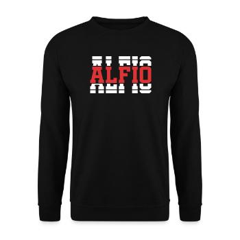Alfio t-shirt gift idea stacked text - Unisex Sweatshirt - black - Front - Alina (178cm) & Michal (187cm)