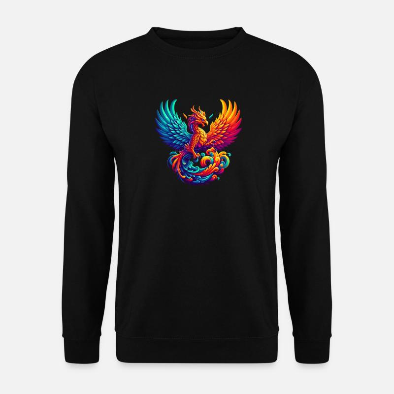 Hyperflammen des majestätischen Phönix - Unisex Pullover - Schwarz