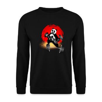 Bodybuilder panda bear with dumbbells while exercising - Unisex Sweatshirt - black - Front - Alina (178cm) & Michal (187cm)