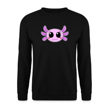 Axolotl Kopf Motiv Kinder Niedlich - Unisex Pullover - Schwarz - Vorne - Alina (178cm) & Michal (187cm)