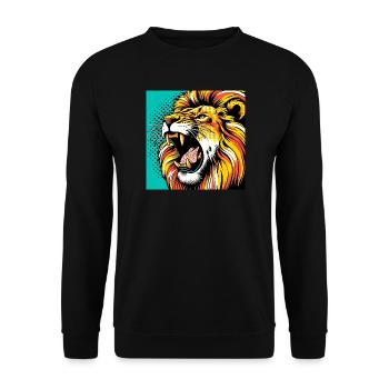 Lion Pop Art - Sweat-shirt Unisexe - noir - Devant - Alina (178cm) & Michal (187cm)