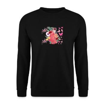 Cœur fleurs et papillons - Sweat-shirt Unisexe - noir - Devant - Alina (178cm) & Michal (187cm)