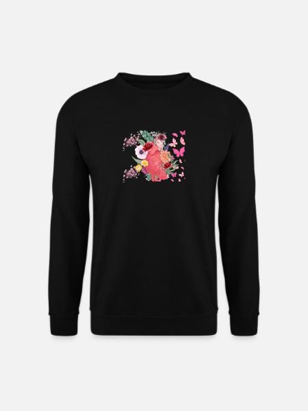 Cœur fleurs et papillons - Sweat-shirt Unisexe - noir