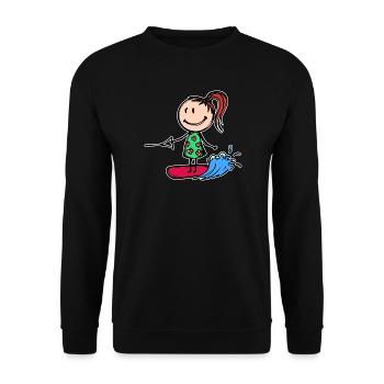 Surfboard Wakeboard Welle Wellenreiten Wassersport - Unisex Pullover - Schwarz - Vorne - Alina (178cm) & Michal (187cm)
