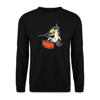 Wakeboard, Unicorn, Water Sports, Surfing, Surfing - Unisex Sweatshirt - black - Front - Alina (178cm) & Michal (187cm)