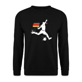 Fußball Deutschland Spieler Team Explosion EM 2024 - Unisex Pullover - Schwarz - Vorne - Alina (178cm) & Michal (187cm)