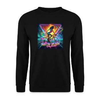 Neon Rush - Poster im Stil der 80er Jahre - Unisex Pullover - Schwarz - Vorne - Alina (178cm) & Michal (187cm)