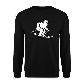 Affe Gorilla Schimpanse Ski Silhouette Design - Unisex Pullover - Schwarz - Vorne - Alina (178cm) & Michal (187cm)