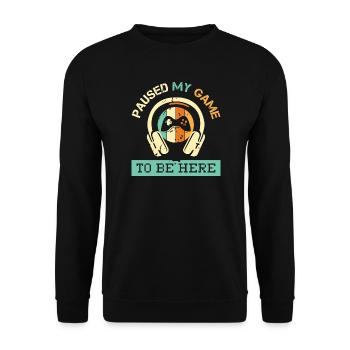 paused my game retro vintage gaming logo gamer - Unisex Sweatshirt - black - Front - Alina (178cm) & Michal (187cm)