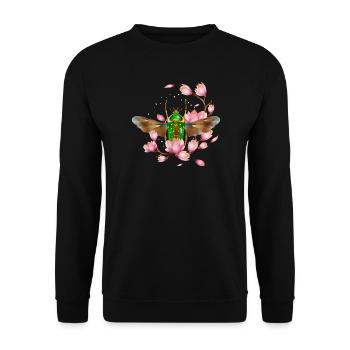 Stephanorrhina guttata Käferart mit Magnolie - Unisex Pullover - Schwarz - Vorne - Alina (178cm) & Michal (187cm)