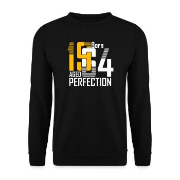Geboren 1954 Gealterte Perfektion - Unisex Pullover - Schwarz - Vorne - Alina (178cm) & Michal (187cm)