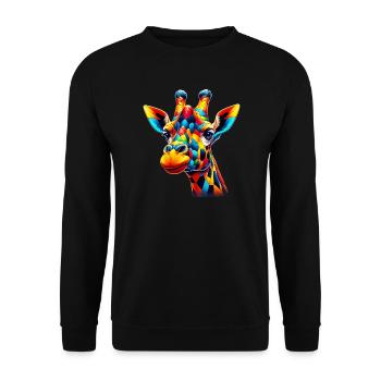 Giraffe colored and painted like Harlequin - Unisex Sweatshirt - black - Front - Alina (178cm) & Michal (187cm)