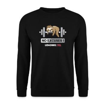 Fitness Sloth Bodybilding no excuses funny - Unisex Sweatshirt - black - Front - Alina (178cm) & Michal (187cm)
