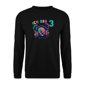 Koala Koalabär 3 Geburtstag Kopfhörer Musik - Unisex Pullover - Schwarz - Vorne - Alina (178cm) & Michal (187cm)