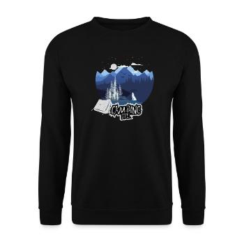 Camping Life Mountain Night - Unisex Sweatshirt - black - Front - Alina (178cm) & Michal (187cm)