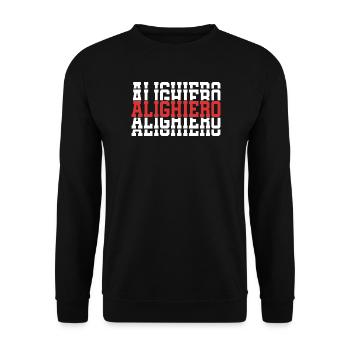 Alighiero t-shirt stacked text gift t-shirt - Unisex Sweatshirt - black - Front - Alina (178cm) & Michal (187cm)