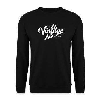 Vintage 1974 Anniversaire Dictons Style Rétro - Sweat-shirt Unisexe - noir - Devant - Alina (178cm) & Michal (187cm)