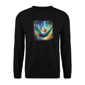 Girl on hammock, chilling, with flashes - Unisex Sweatshirt - black - Front - Alina (178cm) & Michal (187cm)