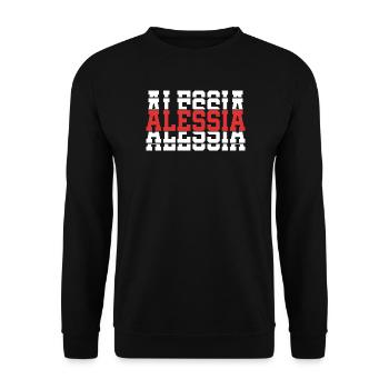 t-shirt Alessia t-shirt idée cadeau texte empilé - Sweat-shirt Unisexe - noir - Devant - Alina (178cm) & Michal (187cm)