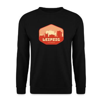 Leipzig Sachsen – Skyline mit Kulturflair  Beschre - Unisex Pullover - Schwarz - Vorne - Alina (178cm) & Michal (187cm)