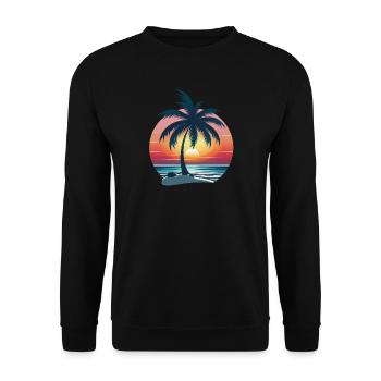 Palmen-Sonnenuntergang - Unisex Pullover - Schwarz - Vorne - Alina (178cm) & Michal (187cm)