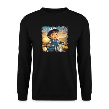 Little boy on old motorcycle - Unisex Sweatshirt - black - Front - Alina (178cm) & Michal (187cm)