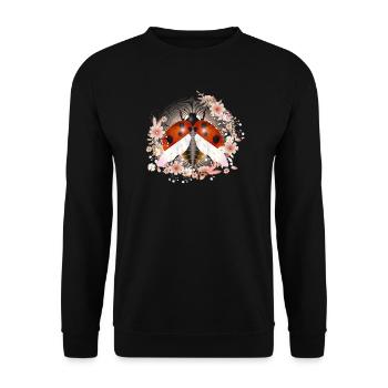 enchanting radiant ladybug with flowers - Unisex Sweatshirt - black - Front - Alina (178cm) & Michal (187cm)