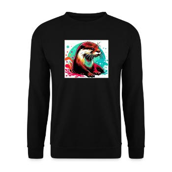 Otter - Unisex Sweatshirt - black - Front - Alina (178cm) & Michal (187cm)
