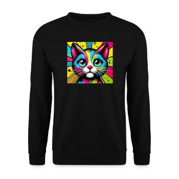 Chat Pop Art - Sweat-shirt Unisexe - noir - Devant - Alina (178cm) & Michal (187cm)
