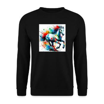 Cheval - Sweat-shirt Unisexe - noir - Devant - Alina (178cm) & Michal (187cm)