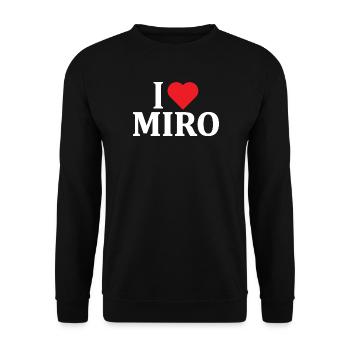 I love Miro t-shirt t-shirt gift idea - Unisex Sweatshirt - black - Front - Alina (178cm) & Michal (187cm)